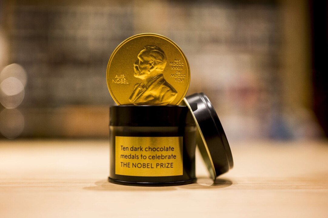 The chocolate medal traditionally served at the Nobel Banquet.